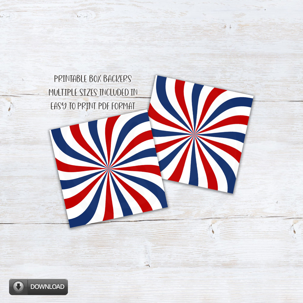 printable patriotic red white blue cookie box backer packaging