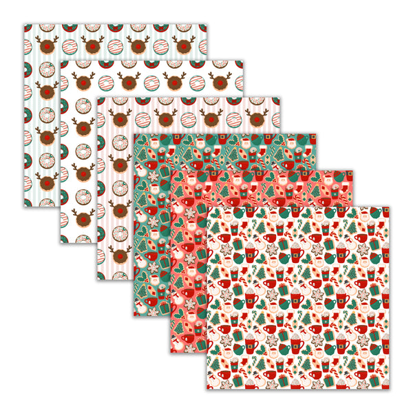 Seamless Christmas Digital Papers Cookies Donut Patterns