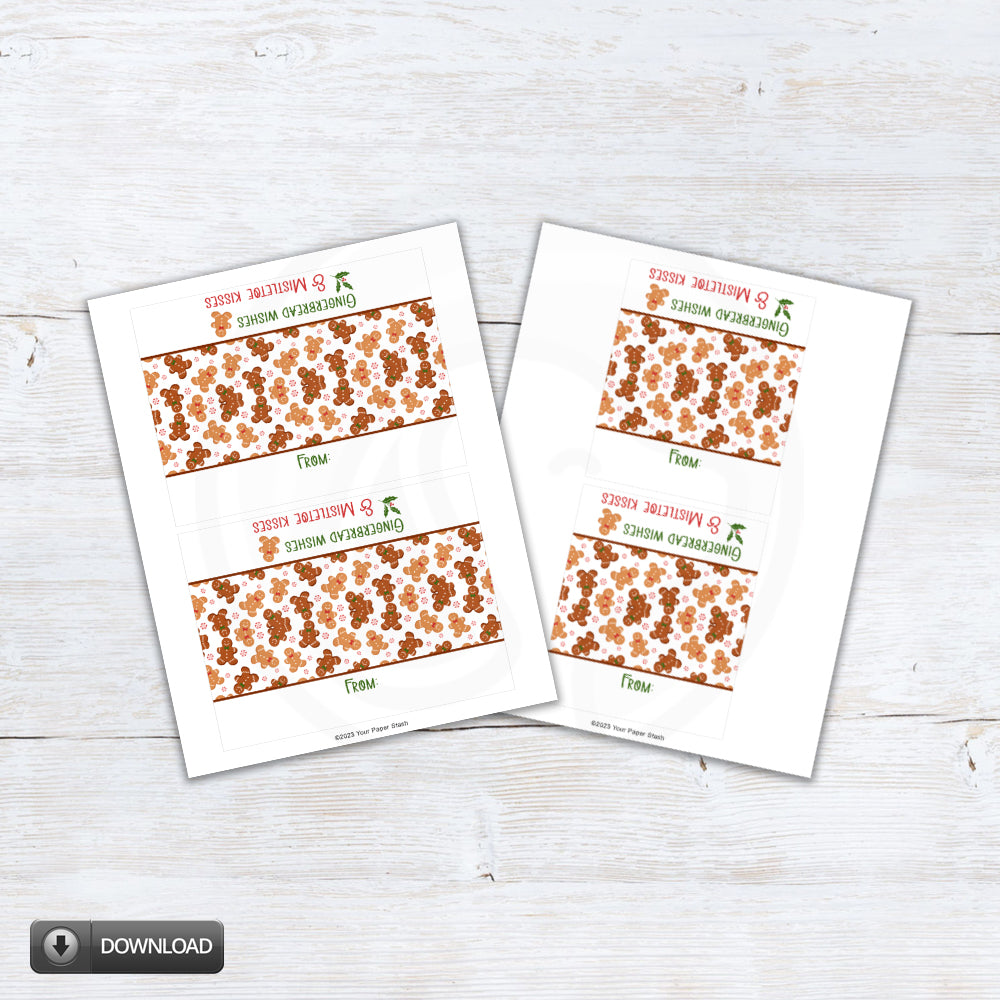 gingerbread wishes treat bag toppers, gingerbread printable, Christmas bag toppers