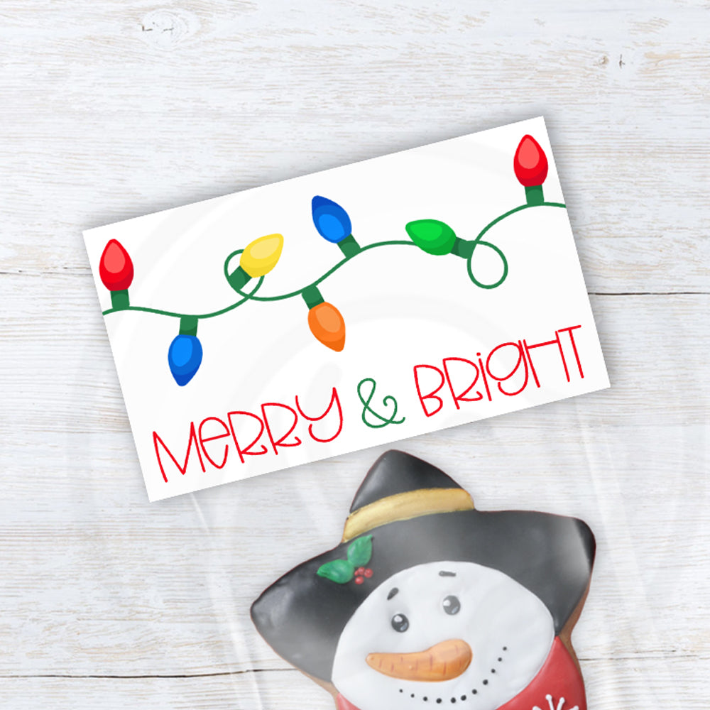 printable holiday treat bag toppers with Christmas lights