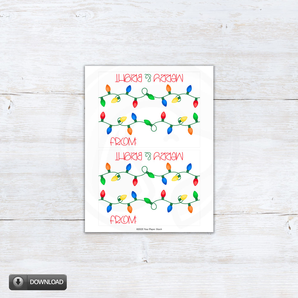 Christmas Merry Bright Treat Bag Toppers Printable