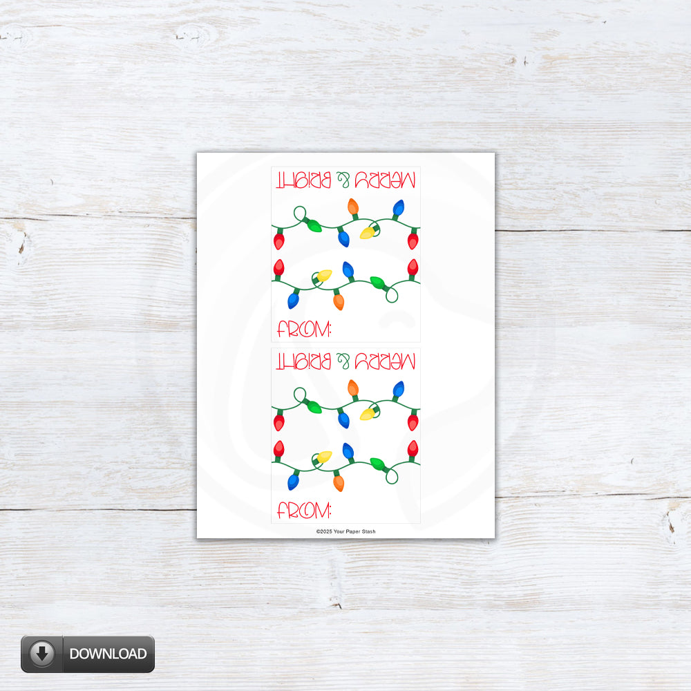 Christmas Merry Bright Treat Bag Toppers Printable