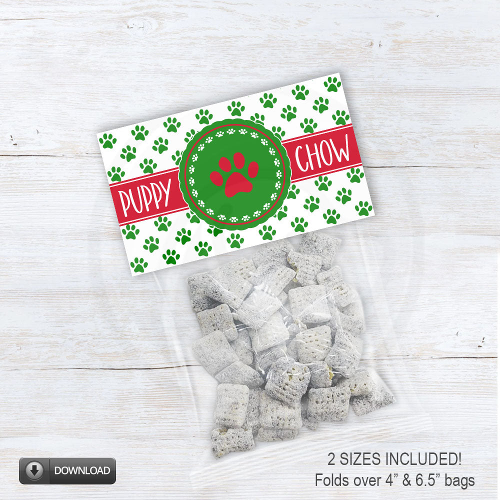 Christmas puppy chow treat bag toppers