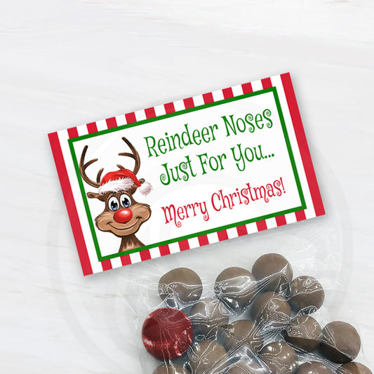 printable reindeer noses treat bag toppers