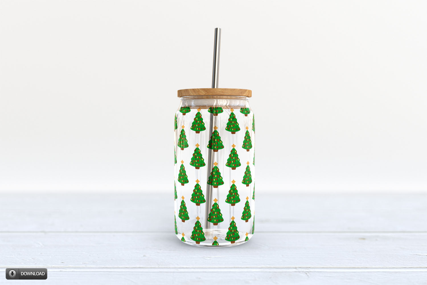 Christmas tree 16oz beer soda can glass jar wrap sublimation design