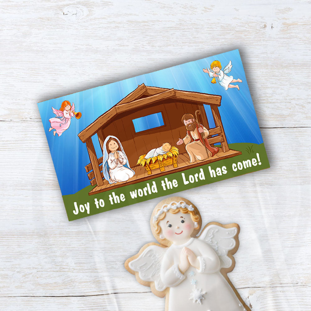 Christmas Joy to the world treat bag toppers with nativity scene - 2 sizes digital download