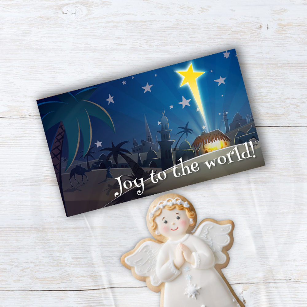 joy to the world printable Christian Christmas treat bag toppers with the star of Bethlehem - 2 sizes - download