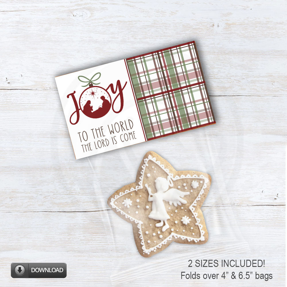 Christmas church Joy to the World celebration cookie candy favor bag toppers - 2 sizes digital download #yourpaperstash