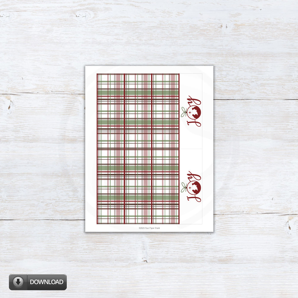 printable Christmas JOY note cards - digital download 2 sizes