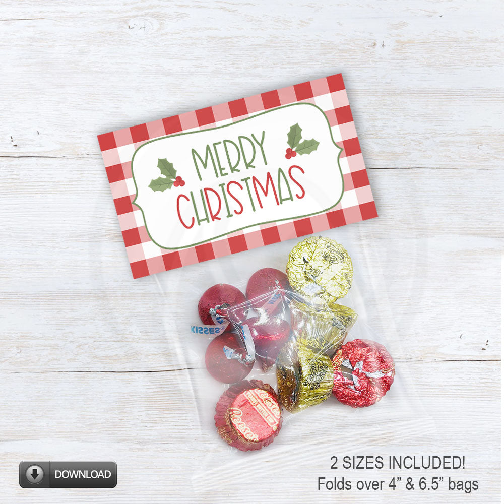 Farmhouse Christmas cookie and candy treat bag toppers