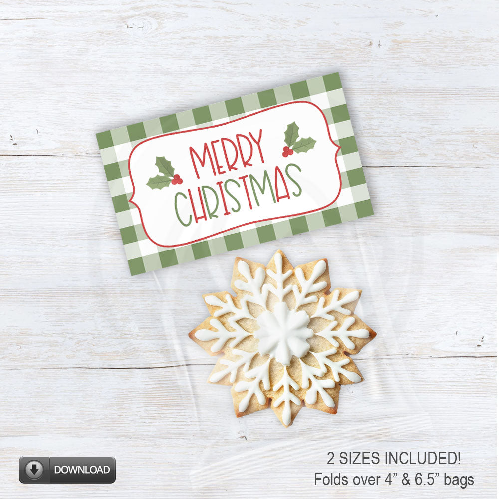 Farmhouse Christmas Cookie and candy treat bag toppers for 4" and 6.5" treat bags