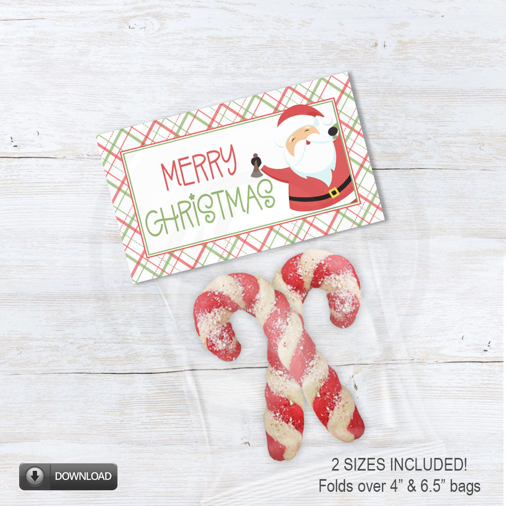 Merry Christmas Sana cookie candy and treat bag toppers