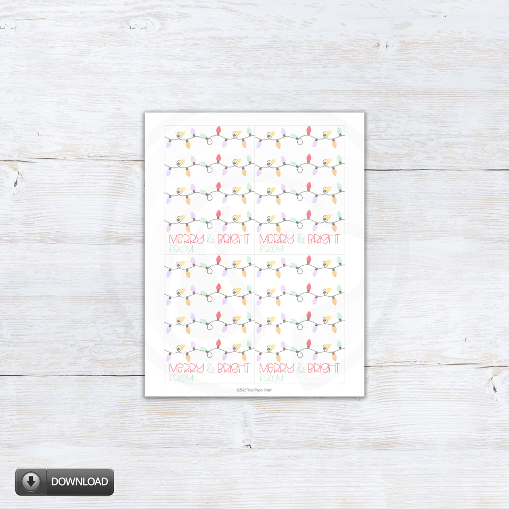 Merry and Bright Christmas Cookie Cards with Pastel Lights