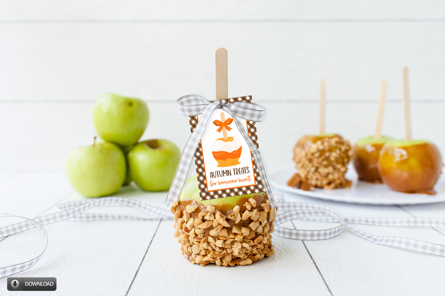 thanksgiving caramel apple gift tags