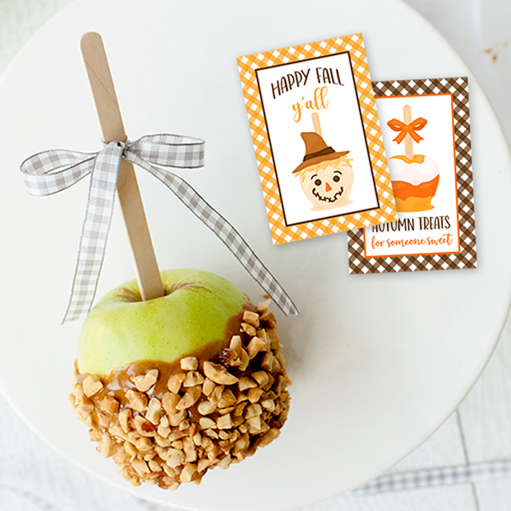 printable caramel apple gift tags