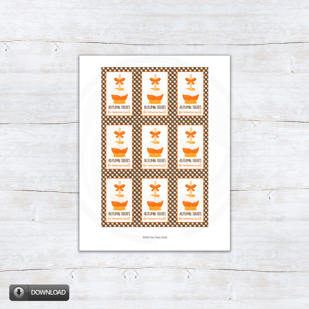 fall autumn caramel apple tags
