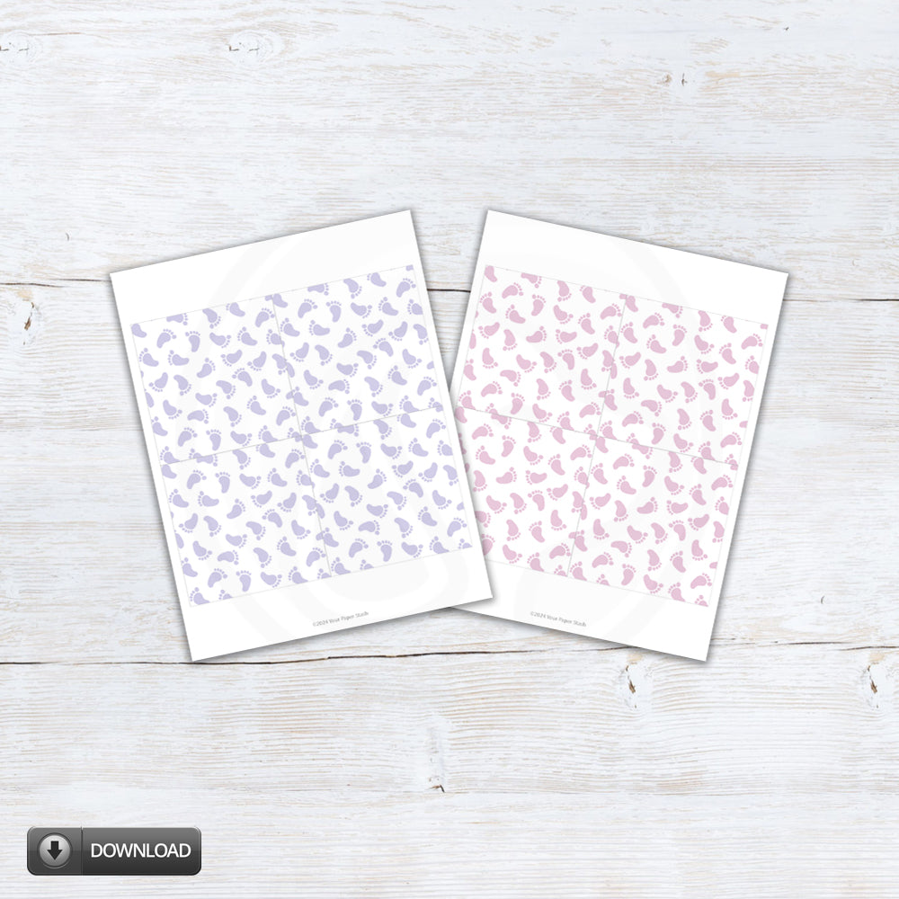 baby footprint printable download, pink and lavender baby shower printables