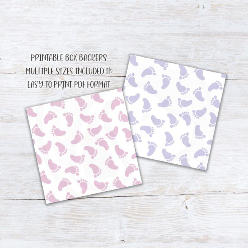 baby girl shower cookie cards, printable baby footprint cookie tags