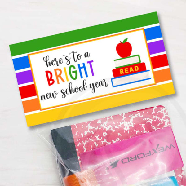 here's to a bright new school year treat bag toppers