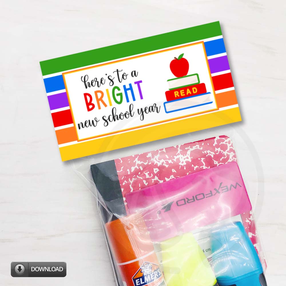 first 1st day of school cookie candy treat bag topper printable