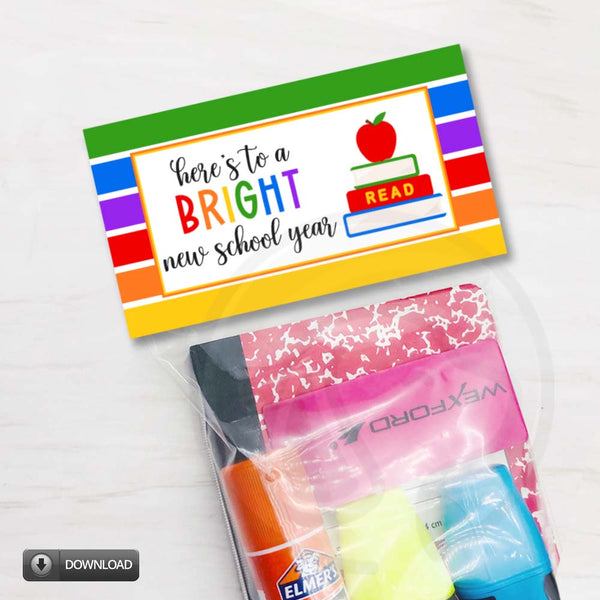 first 1st day of school cookie candy treat bag topper printable