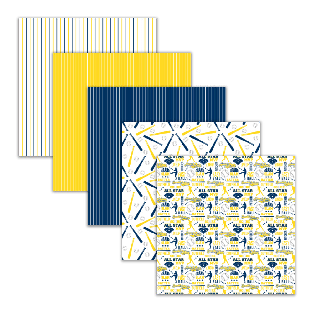 Seamless Baseball Digital Patterns Navy Blue Yellow – Your Paper Stash