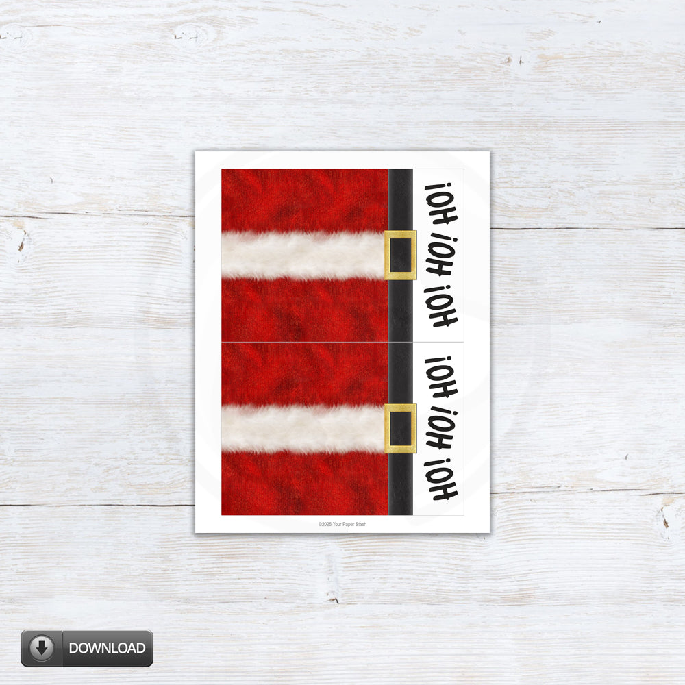 Santa Suit Ho Ho Ho Christmas Cookie Card and Wish List Note Cards Printable