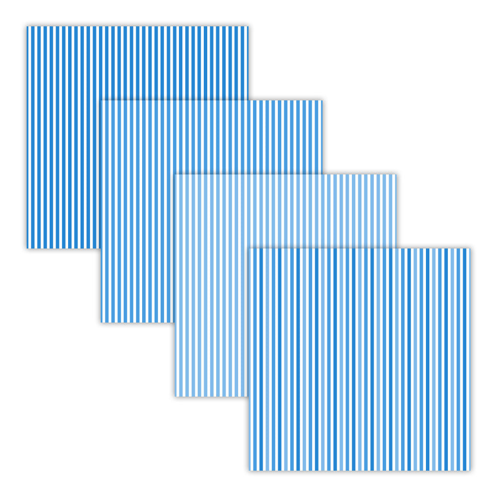 Set of four blue and white striped background patterns - 12x12 scrapbook paper digital download