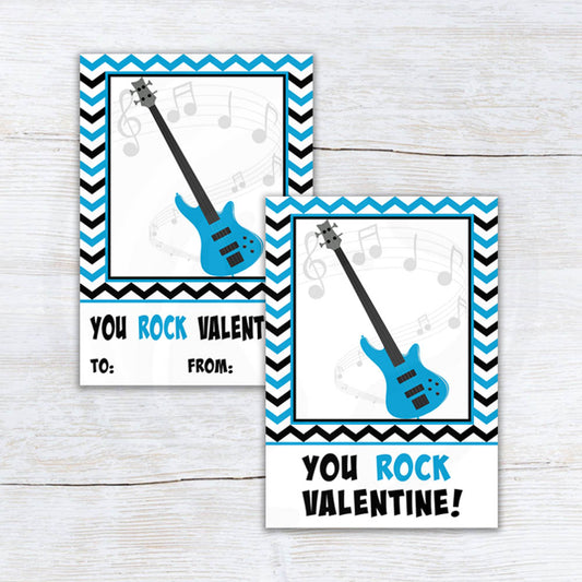 printable boy valentine cookie cards - you rock valentine mini cookie card backers 