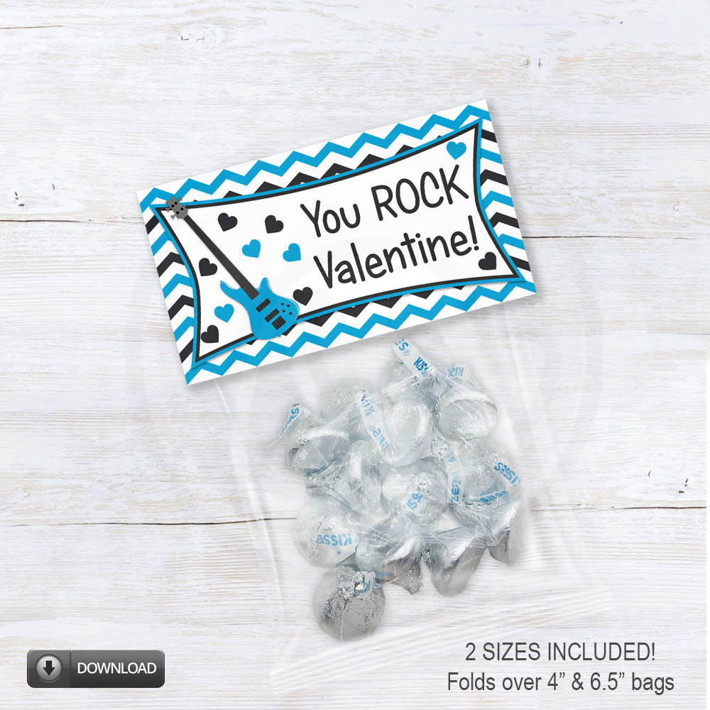 printable valentine snack and treat bag toppers for classroom parties - valentine you rock