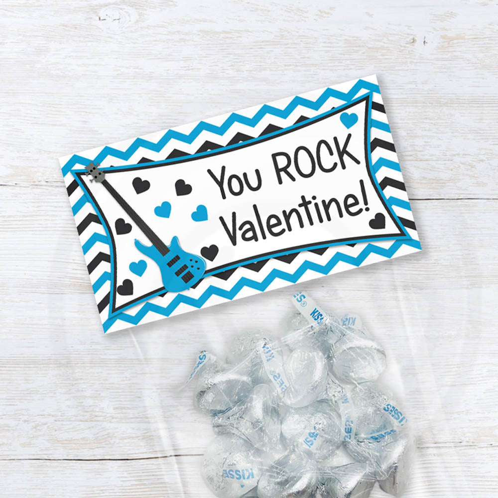 valentine you rock printable treat candy and cookie bag toppers for boys or girls classroom party and card exchange