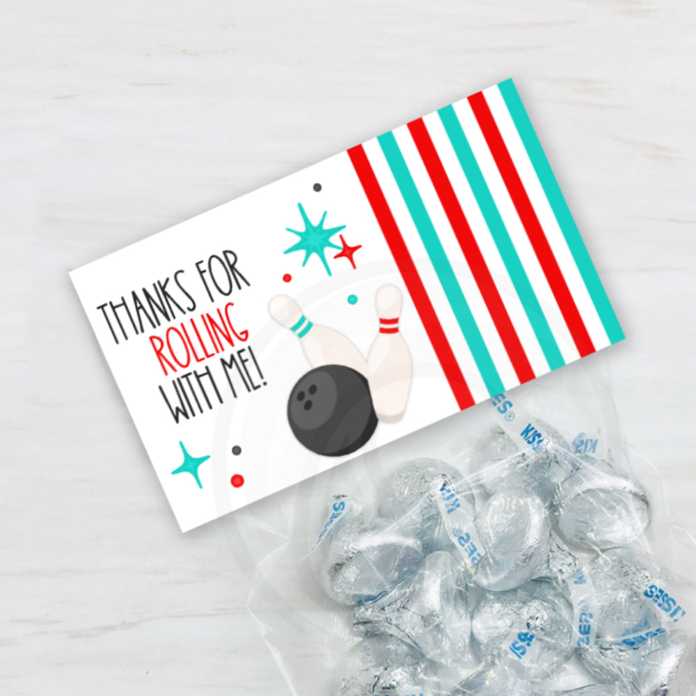 printable bowling birthday party treat bag toppers, bowling printable party favor