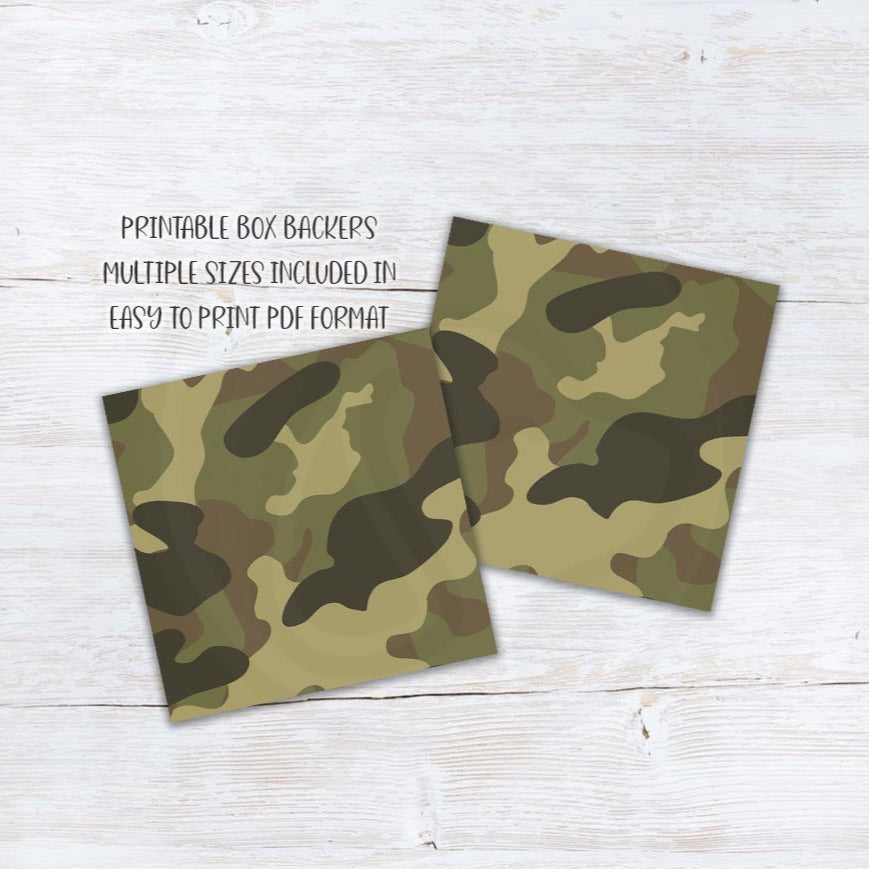 printable camouflage cookie box backers