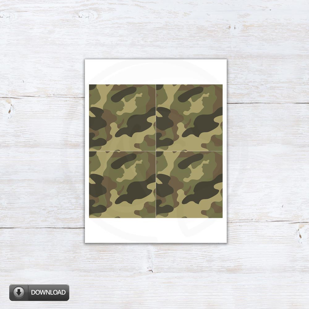 camouflage cookie tags, military cookie tags, camping cookie cards