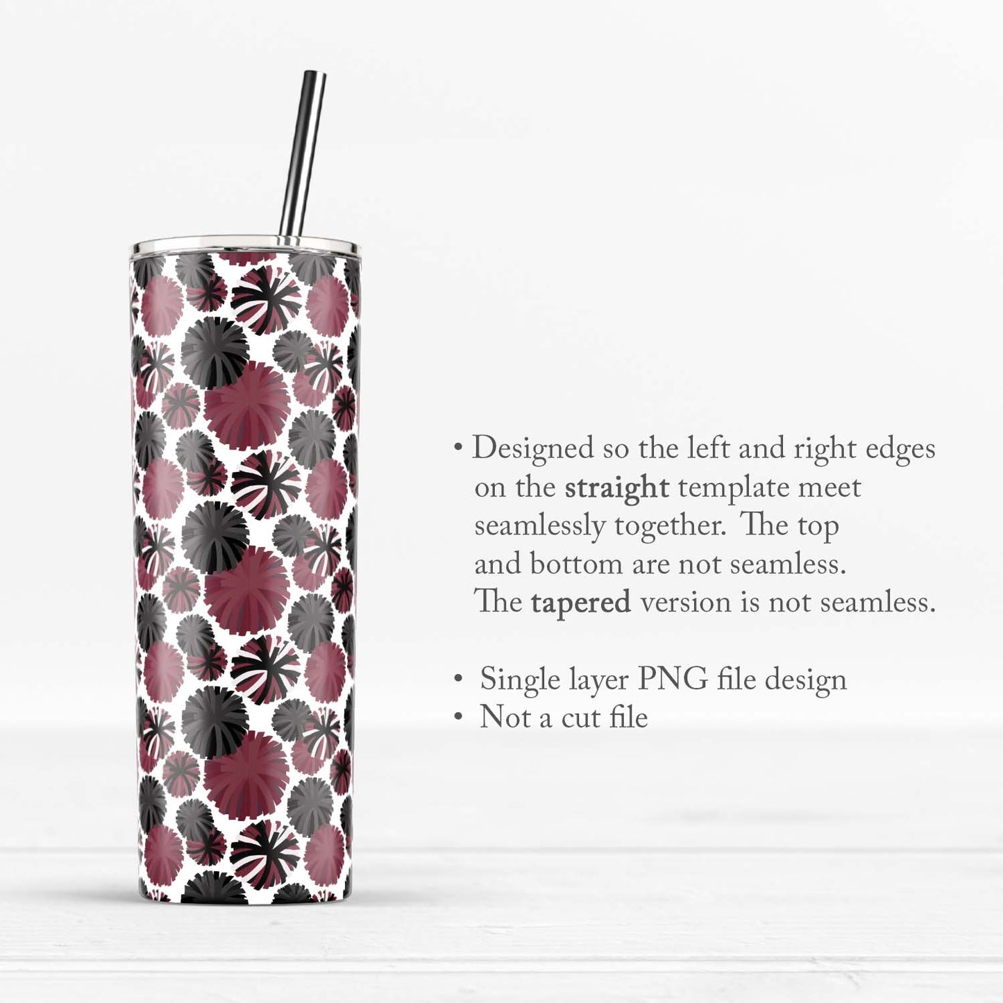 Pom-Pom Cheer Life 20oz Skinny Tumbler Subliamtion Design