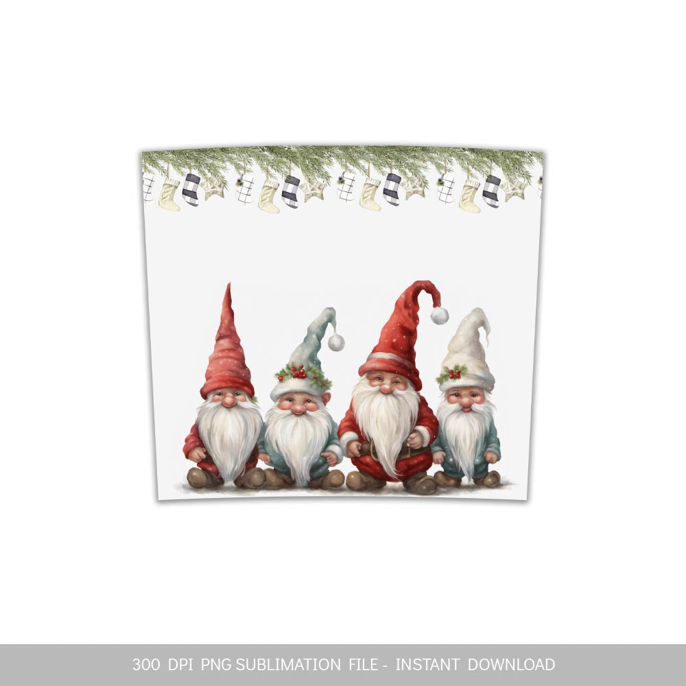 Christmas Gnomes Skinny Tumbler Sublimation PNG Design