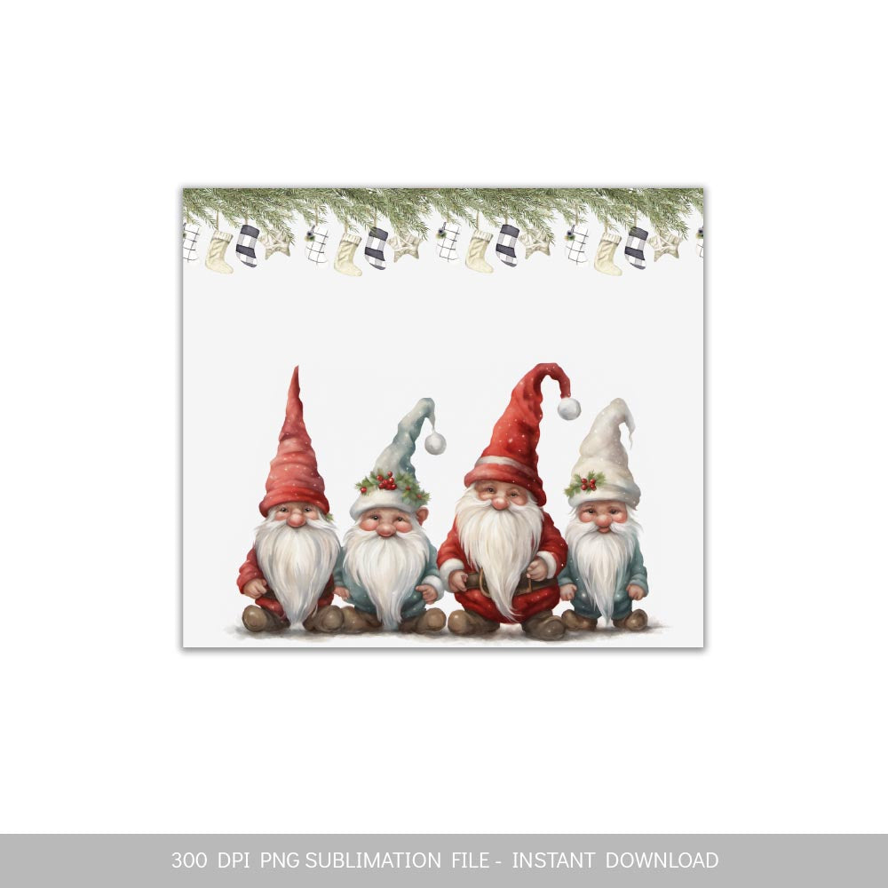 Christmas Gnomes Skinny Tumbler Sublimation PNG Design