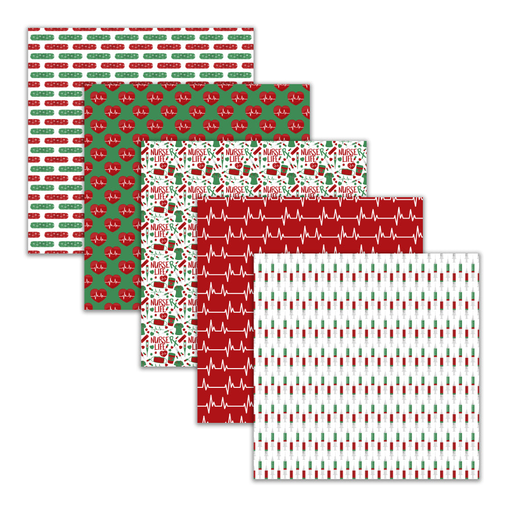 Seamless Christmas Nurse Doctor Digital Paper Backgrounds