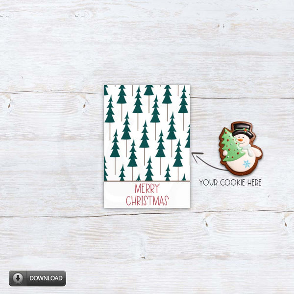 Merry Christmas tree mini cookie card note cards party favor