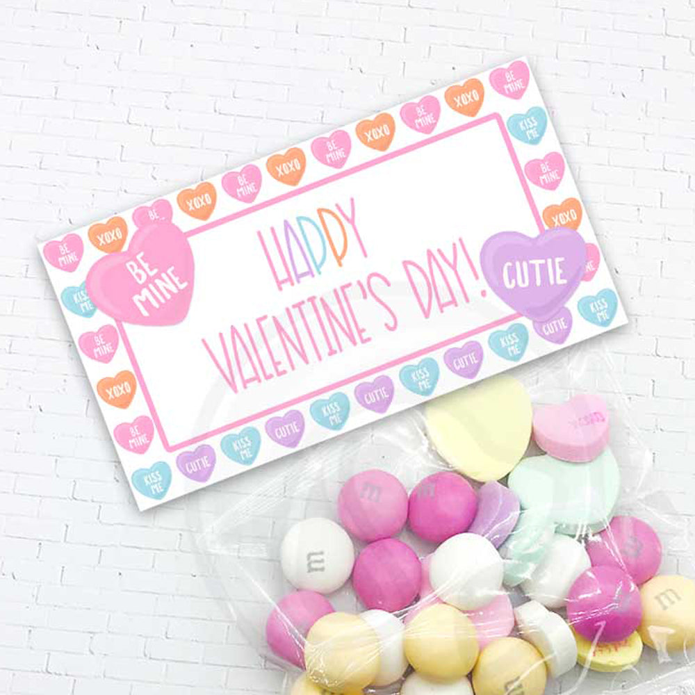 valentine's day conversation heart treat bag toppers