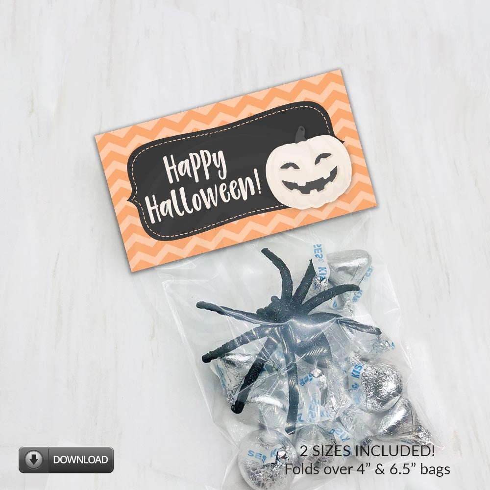 printable happy halloween treat and candy bag toppers - instant download