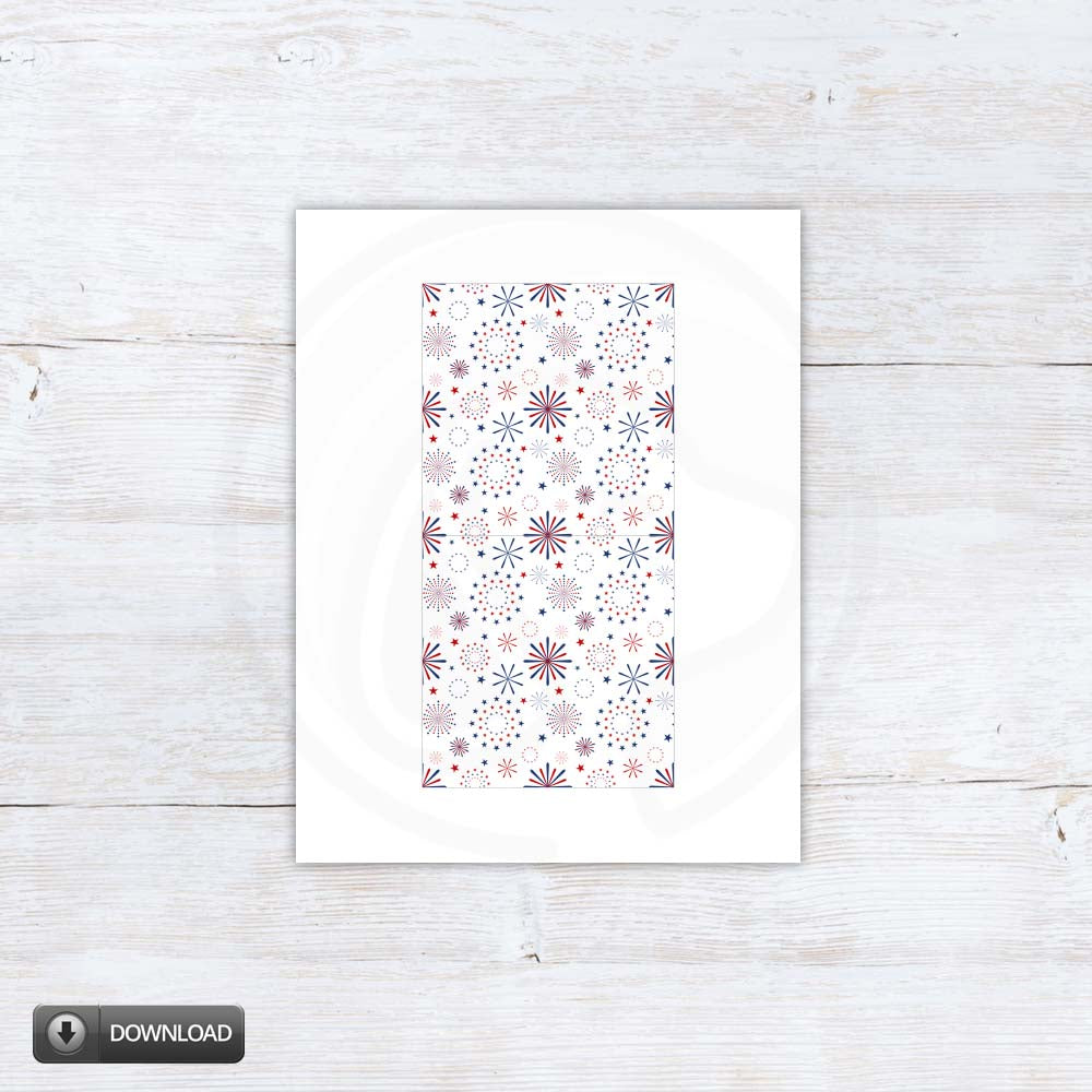 4th of july cookie backer cards printable with fireworks pattern for cookie boxes and party treats