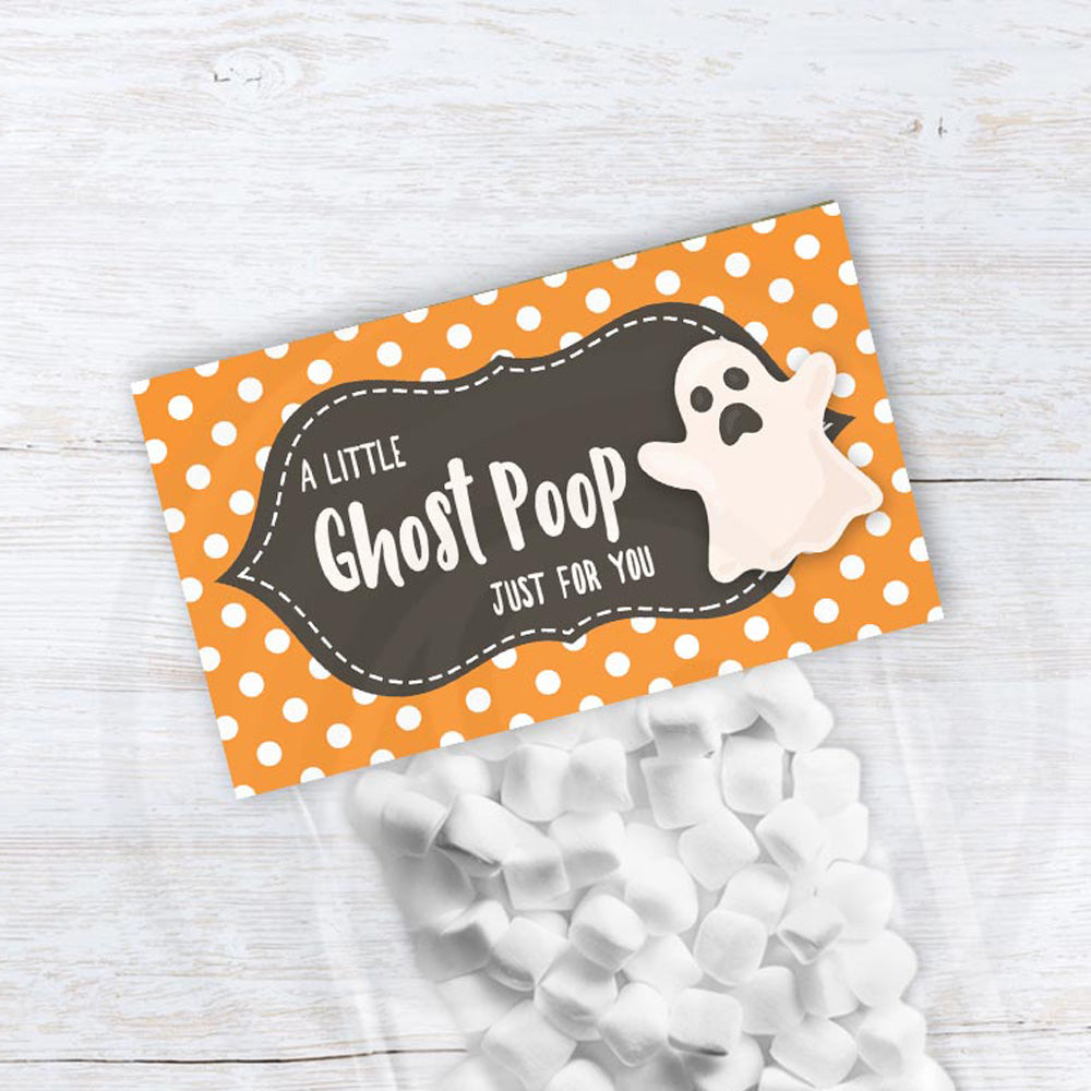 ghost poop halloween treat bag toppers