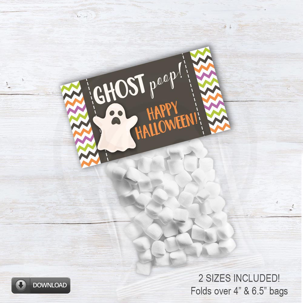 Printable Ghost Poop Treat Bag Toppers for Halloween Parties