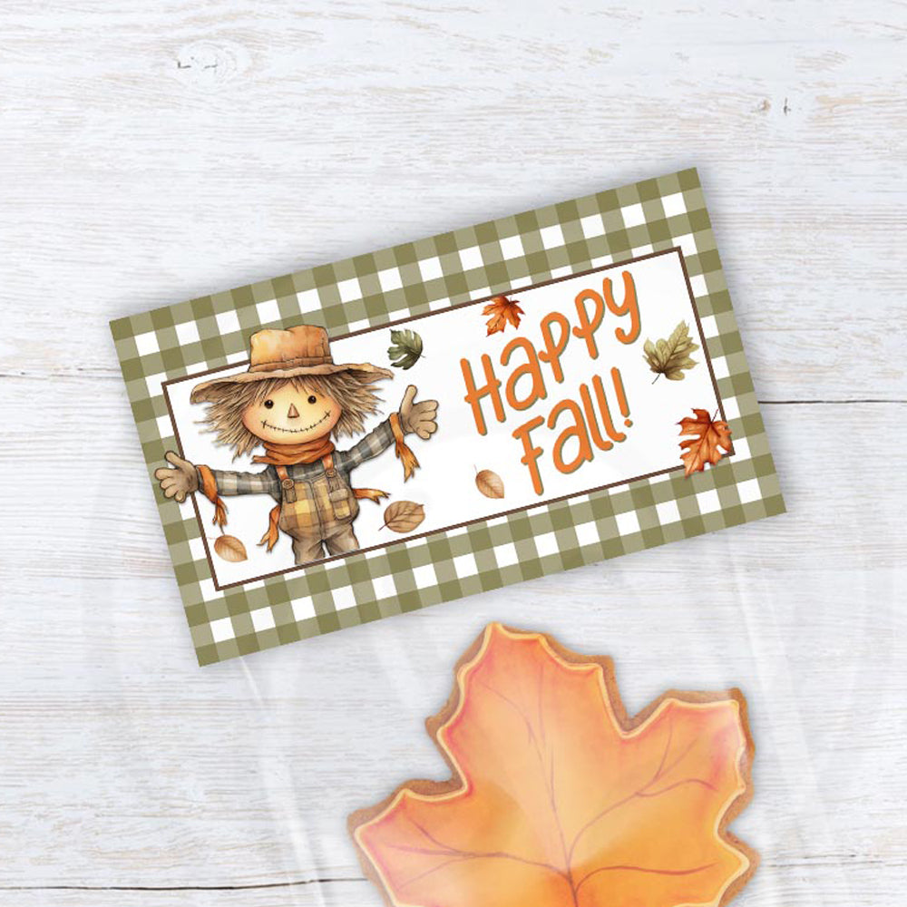 printable happy fall scarecrow treat bag toppers for halloween parties