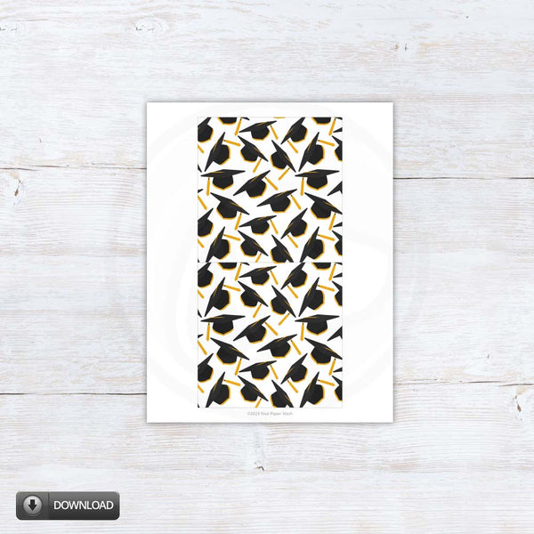 Printable Black Gold Graduation Cap Cookie Backers