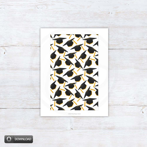 Printable Black Gold Graduation Cap Cookie Backers