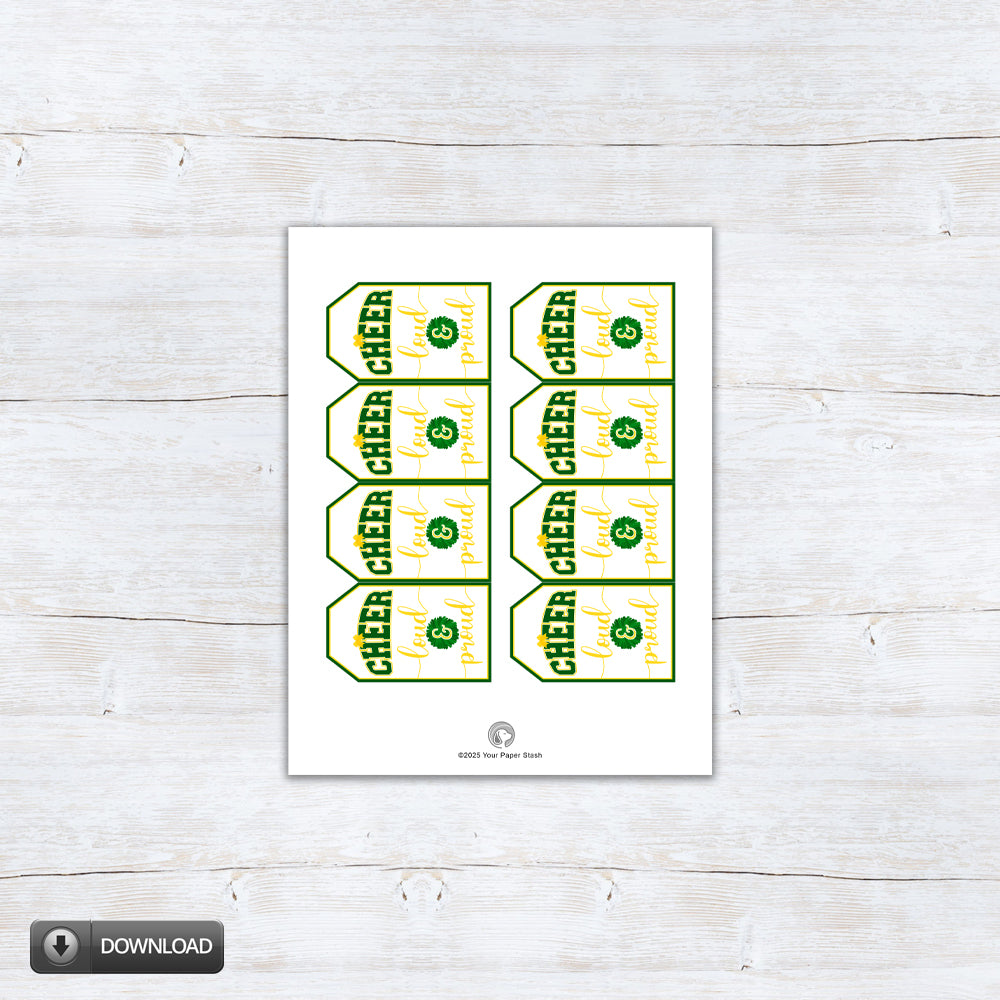 cheer loud and proud printable cheerleader gift tags