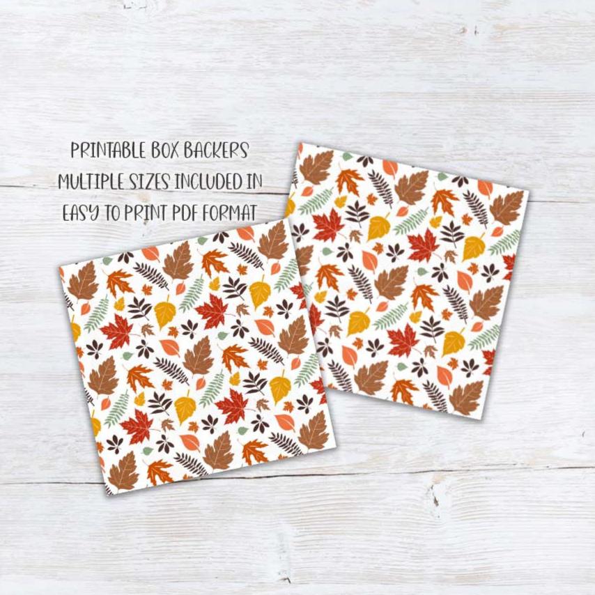 printable autumn leaves cookie box backers