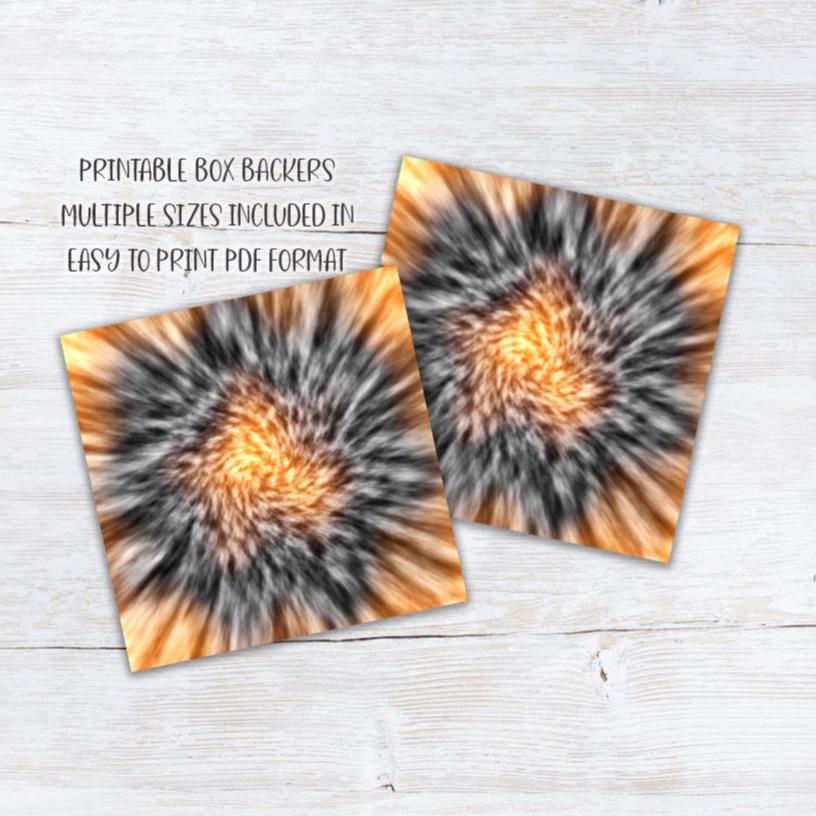 printable halloween cookie box backers with tie dye background effect